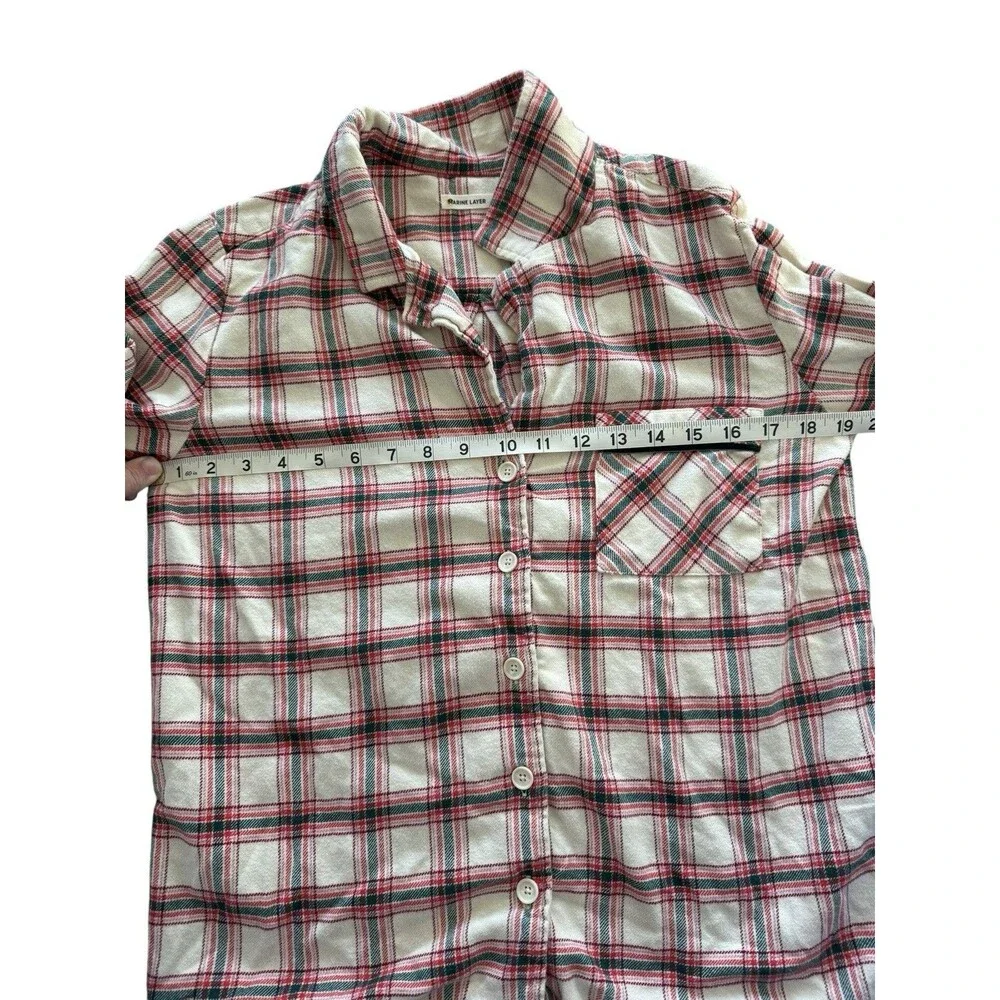 Marine Layer Classic PJ Pajama Top Plaid Holiday Cozy Shirt Size XS